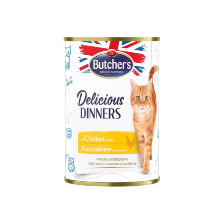 Butcher's Delicious Dinners, Chicken Pieces In Jelly Wet Food For Cats 400g * 24