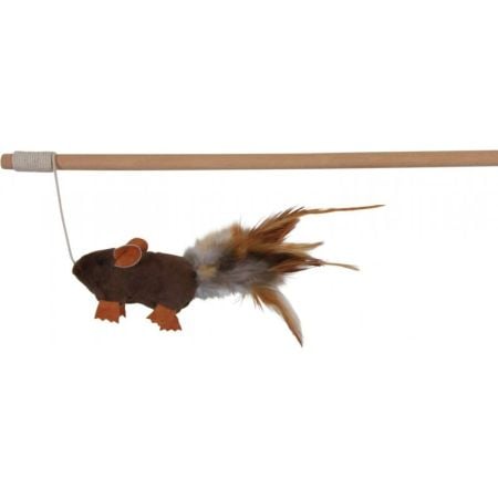 Trixie Playing rod mouse with feathers,50cm